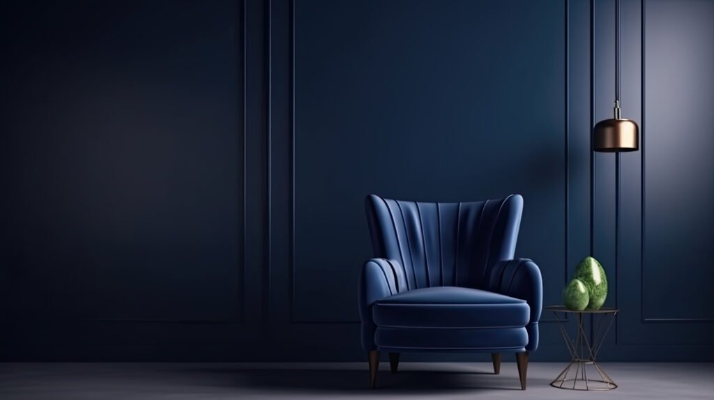 navy blue accent wall